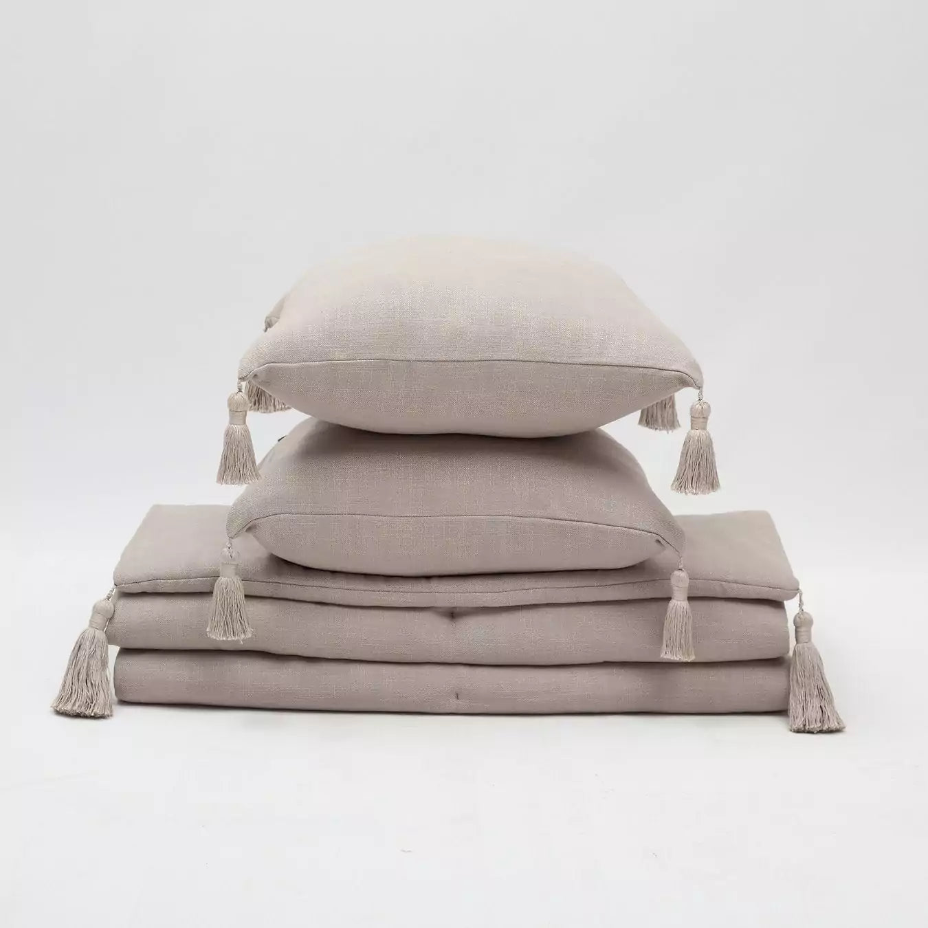 Bed Runner and 6 Pieces Green and Beige Pillow Set