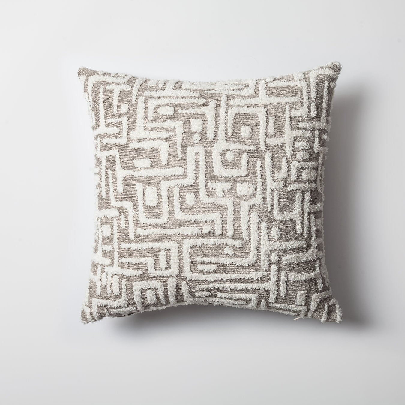 Bed Runner and 6 Pieces White and Beige Pillow Set