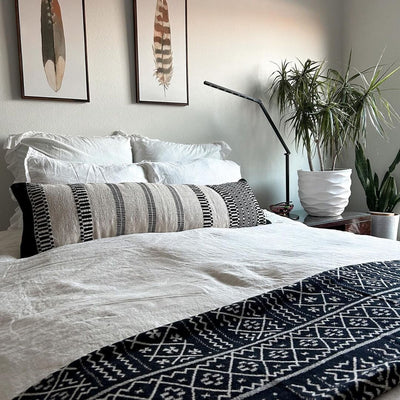 Katrin Black and Ivory Lumbar Pillow