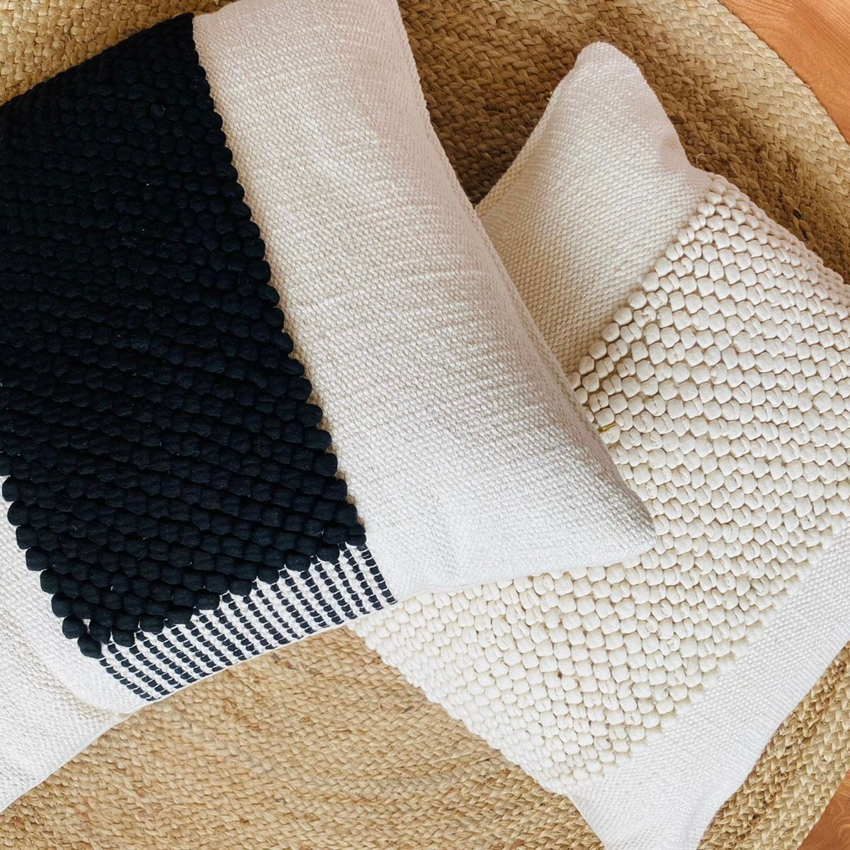 Kelly Handwoven Pillow in Black