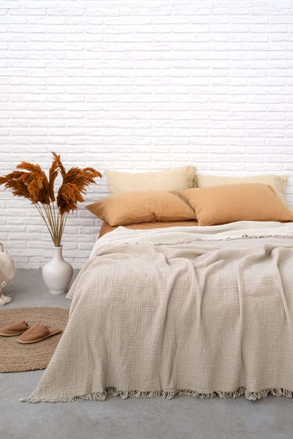 Joy |  Four Layered Crinkle Muslin Bed Cover