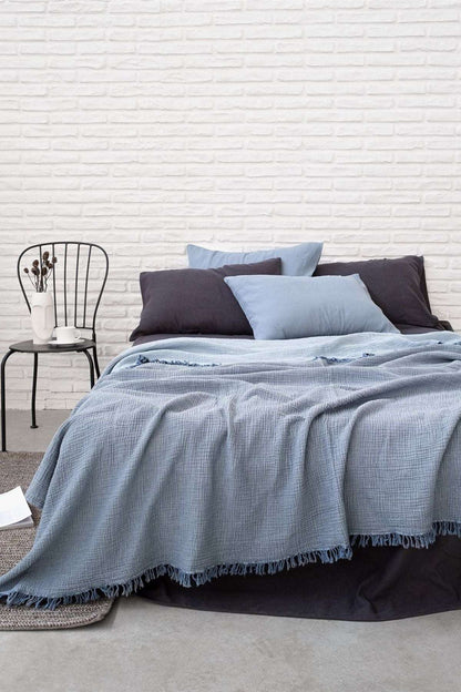 Joy |  Four Layered Crinkle Muslin Bed Cover