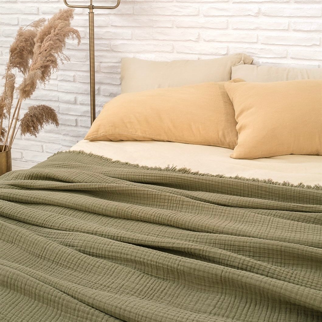 Joy |  Four Layered Crinkle Muslin Bed Cover