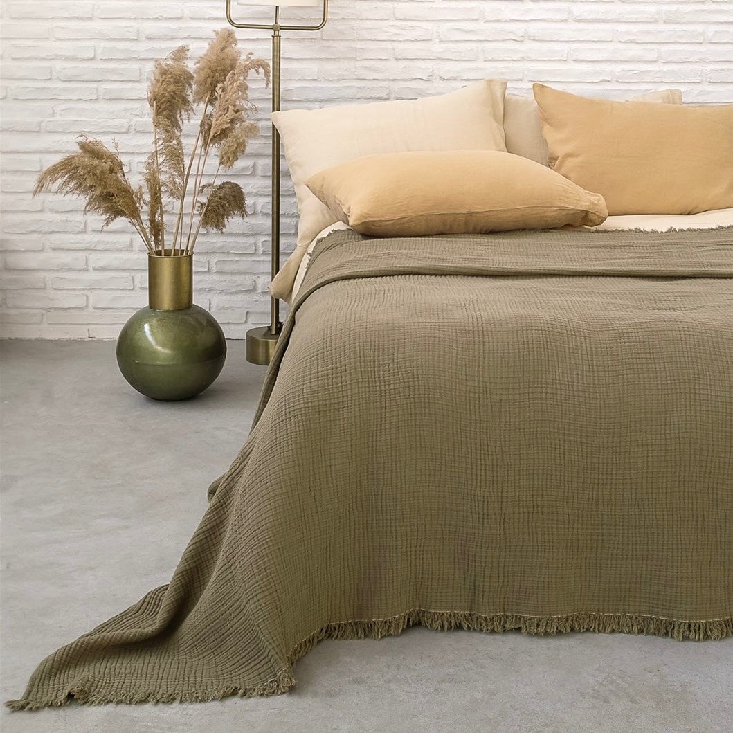 Joy |  Four Layered Crinkle Muslin Bed Cover