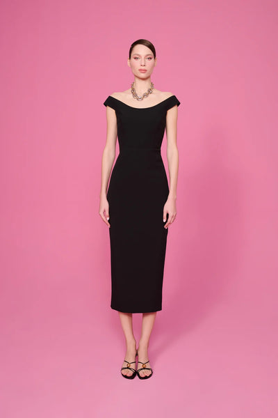 Amelia Off-Shoulder Minimal Midi Dress