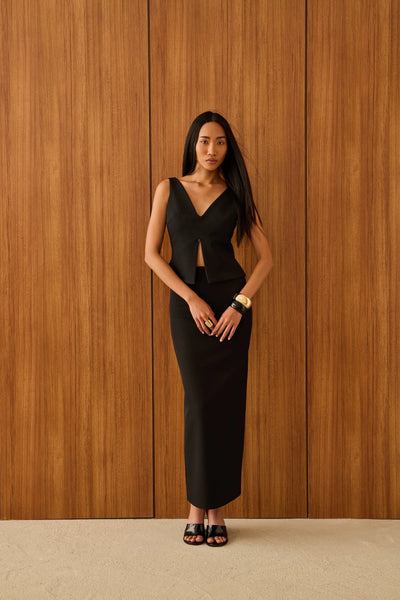 Jolie High-Waist Minimal Column Skirt