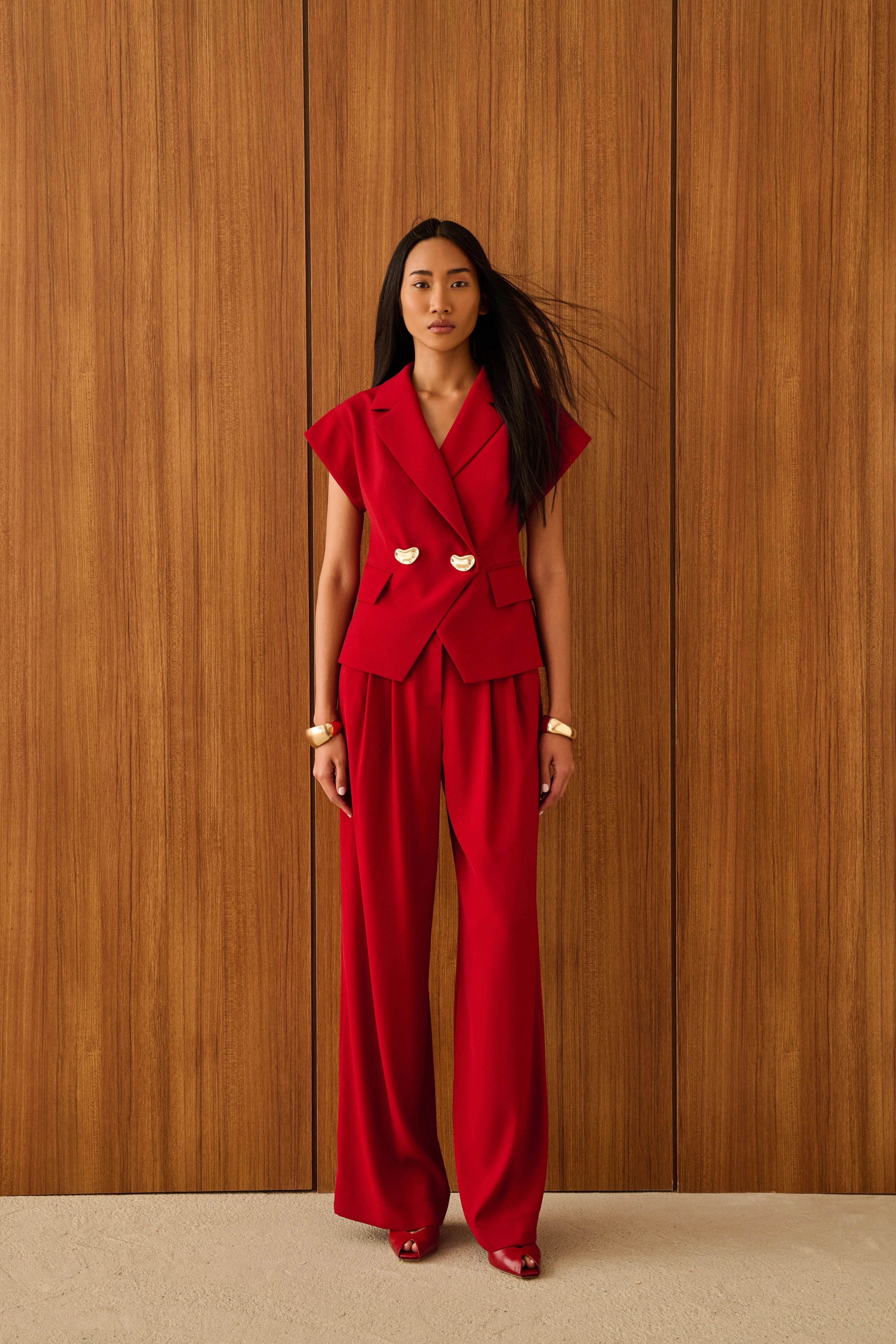 Noir Structure Wide-Leg Trousers