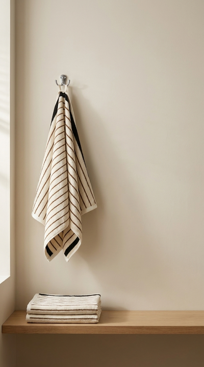 Melika Turkish Striped Terry Towel in Brown