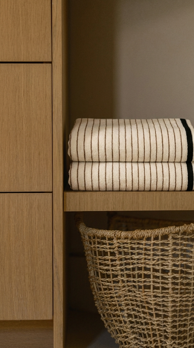 Melika Turkish Striped Terry Towel in Brown