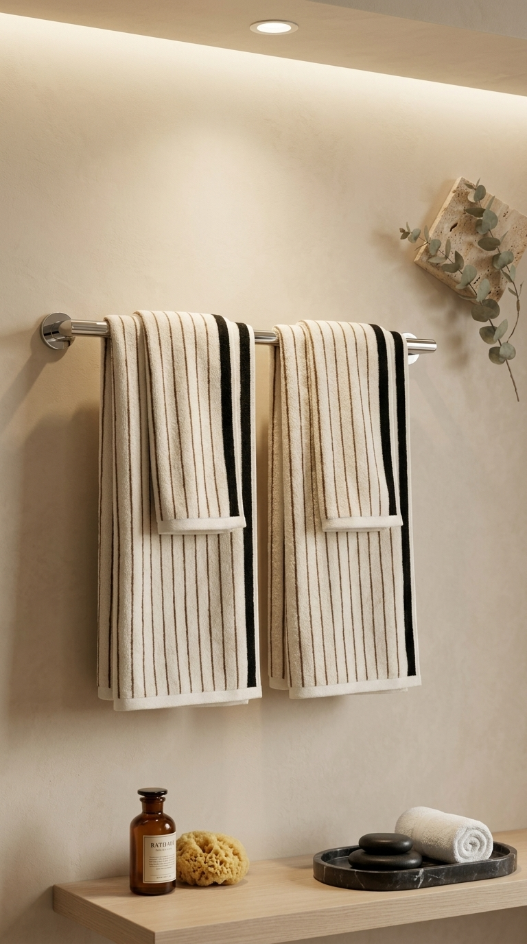 Melika Turkish Striped Terry Towel in Brown