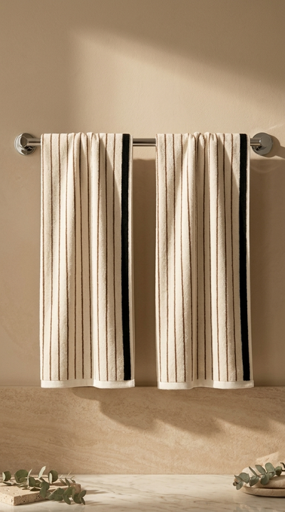 Melika Turkish Striped Terry Towel in Brown