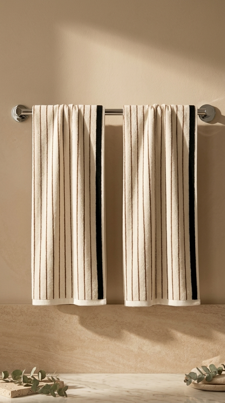 Melika Turkish Striped Terry Towel in Brown