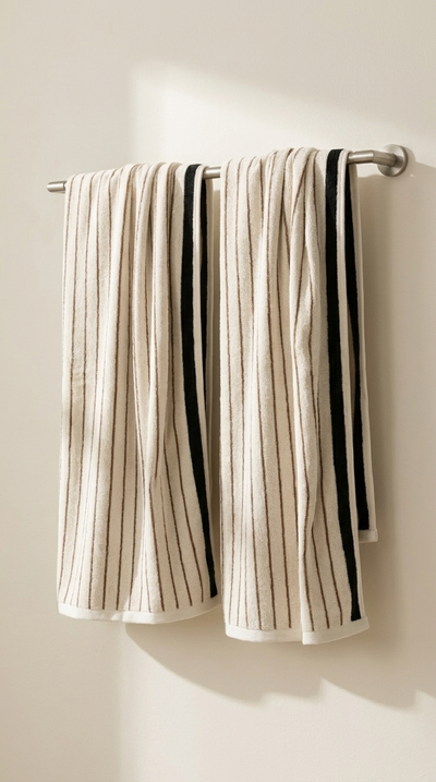 Melika Turkish Striped Terry Towel in Brown