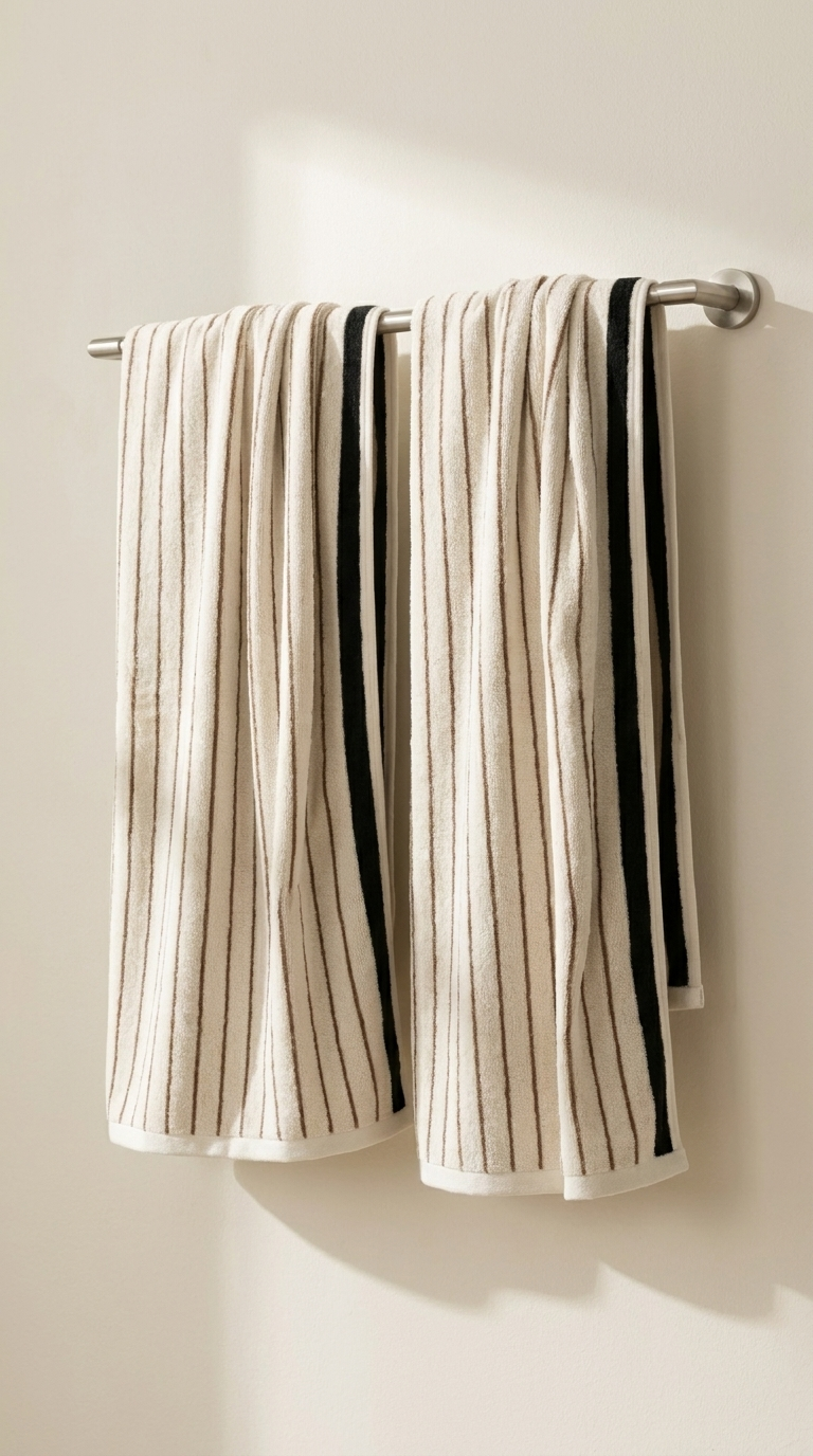 Melika Turkish Striped Terry Towel in Brown