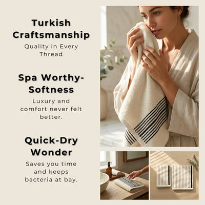 Melika Turkish Striped Terry Towel in Brown