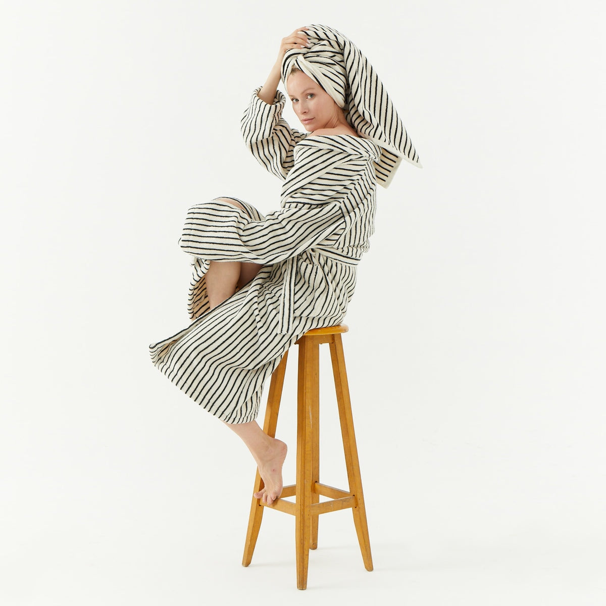 Melika Turkish Cotton Striped Robe