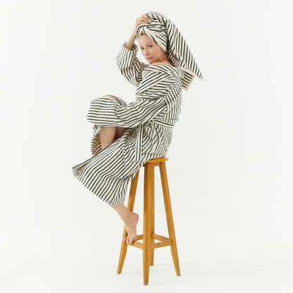 Melika Turkish Cotton Striped Robe