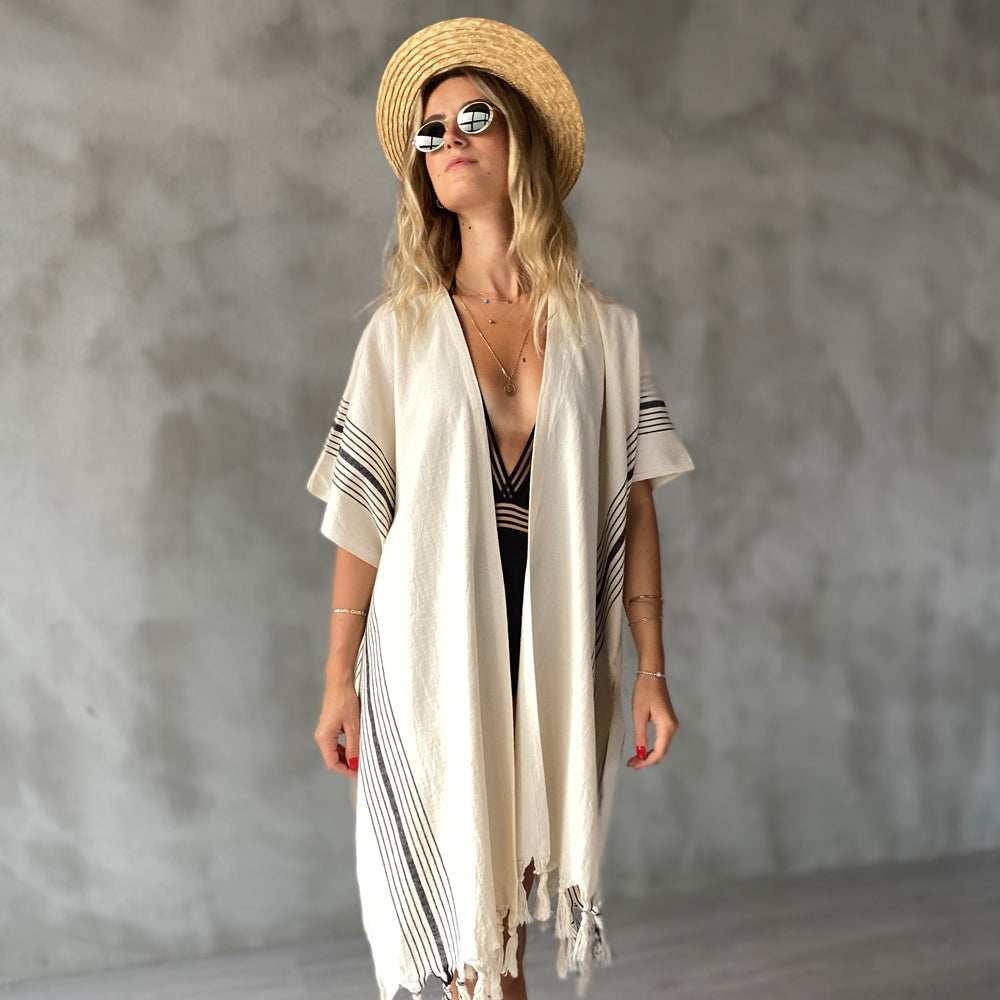 ZEBRINE KIMONO AND BEACH COVER UP - The Loomia