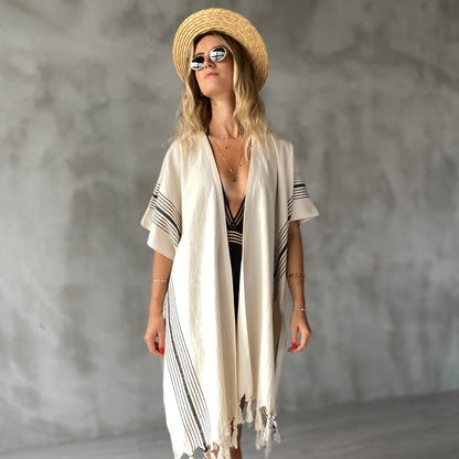 ZEBRINE KIMONO AND BEACH COVER UP - The Loomia