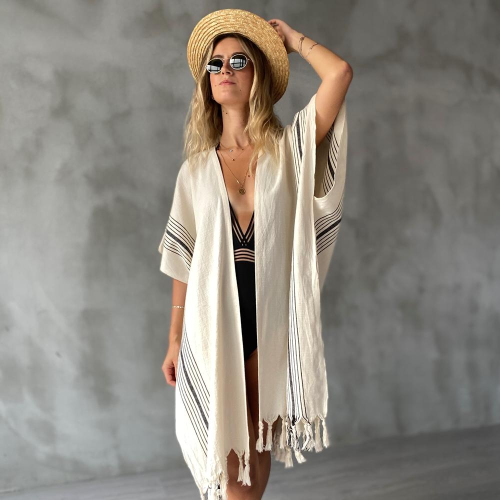 ZEBRINE KIMONO AND BEACH COVER UP - The Loomia