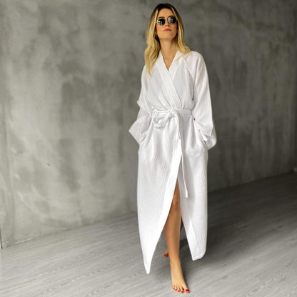 JOY 4- LAYERED KIMONO ROBE - 100% TURKISH COTTON - The Loomia