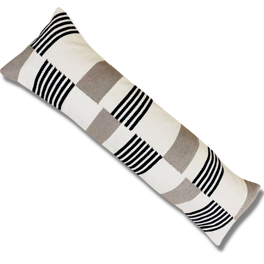 Zanbar Black and White Handwoven Lumbar Pillow