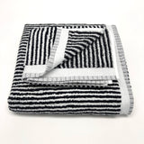 Doris Terry Turkish Bath Towel With Finished Edge - Black and White Stripe
