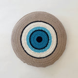 Sena Evil Eye Round Hand-Knitted Throw Pillow - The Loomia