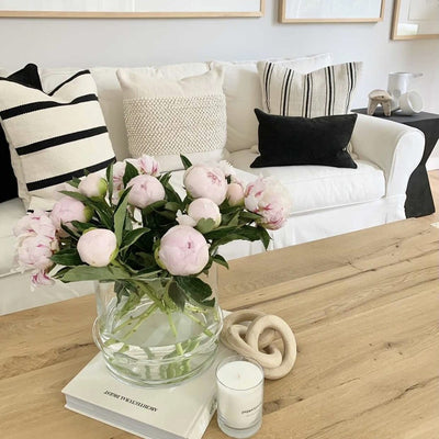 SOPHIE BLACK AND CREAM STRIPE HANDWOVEN PILLOW - The Loomia