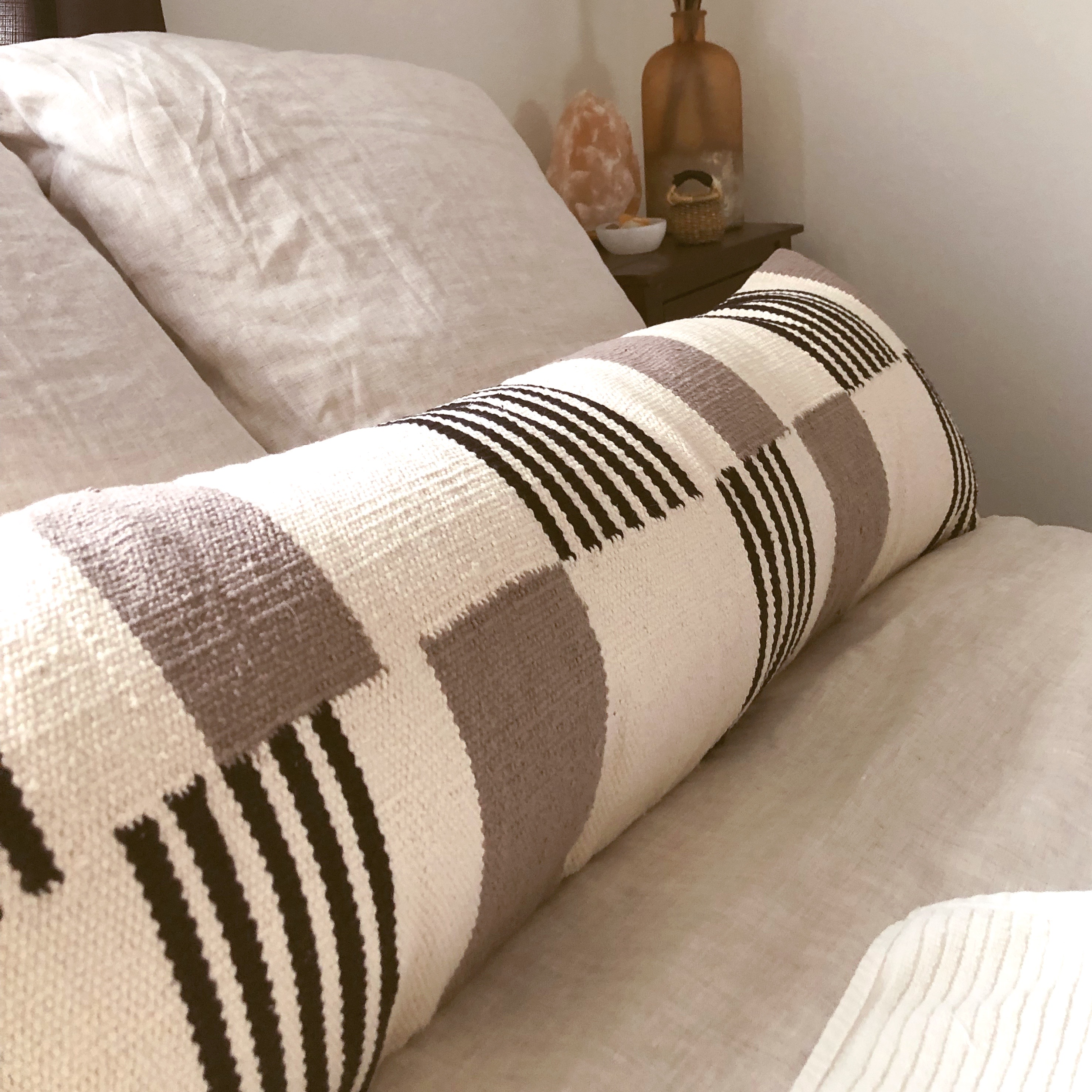 Zanbar Black and White Handwoven Lumbar Pillow