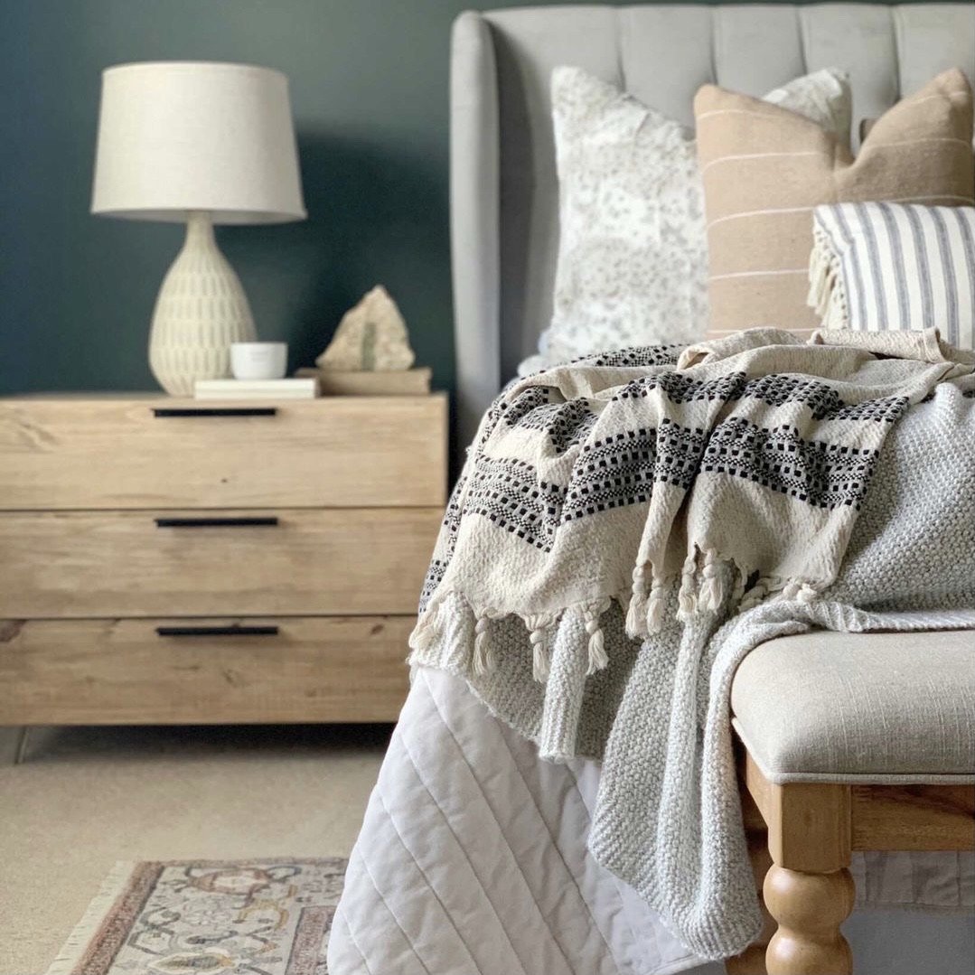 Farida | Linen and Turkish Cotton Throw Blanket - The Loomia
