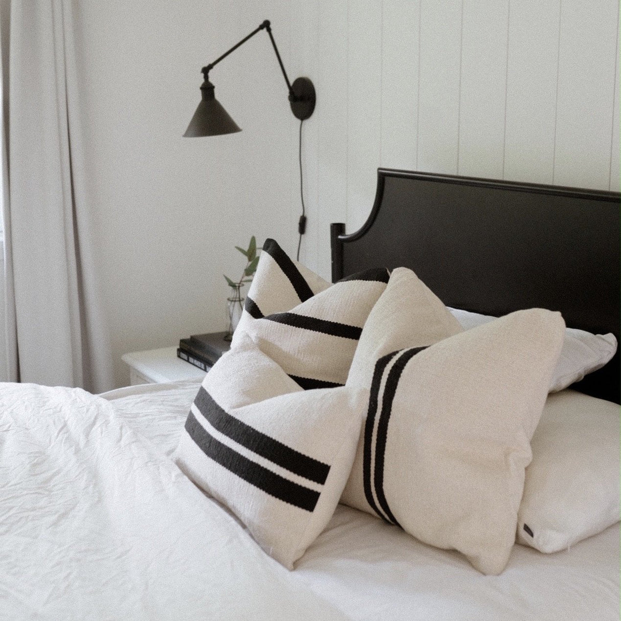 Chanda Handwoven Black and Cream Pillow - The Loomia